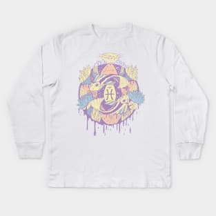 Retro Blend Mystic Pisces Motion Kids Long Sleeve T-Shirt